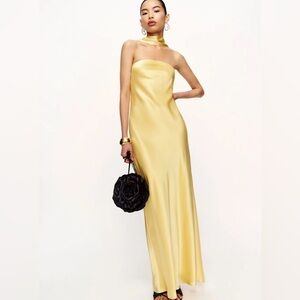 Reformation Oren Silk Dress Yellow - Size S